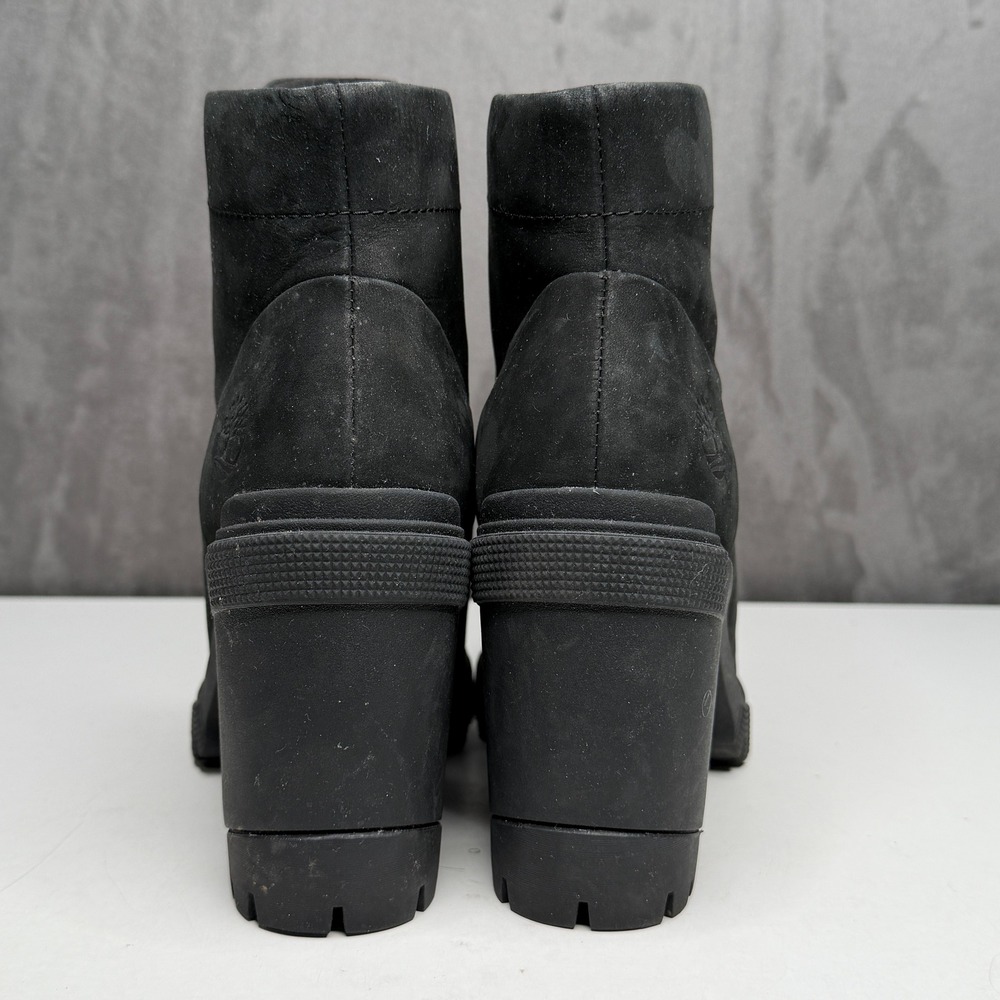 Timberland Boots Womens Sz 8.5 Lana Point Black Nubuck Lace Up Block Heel - Picture 4 of 12